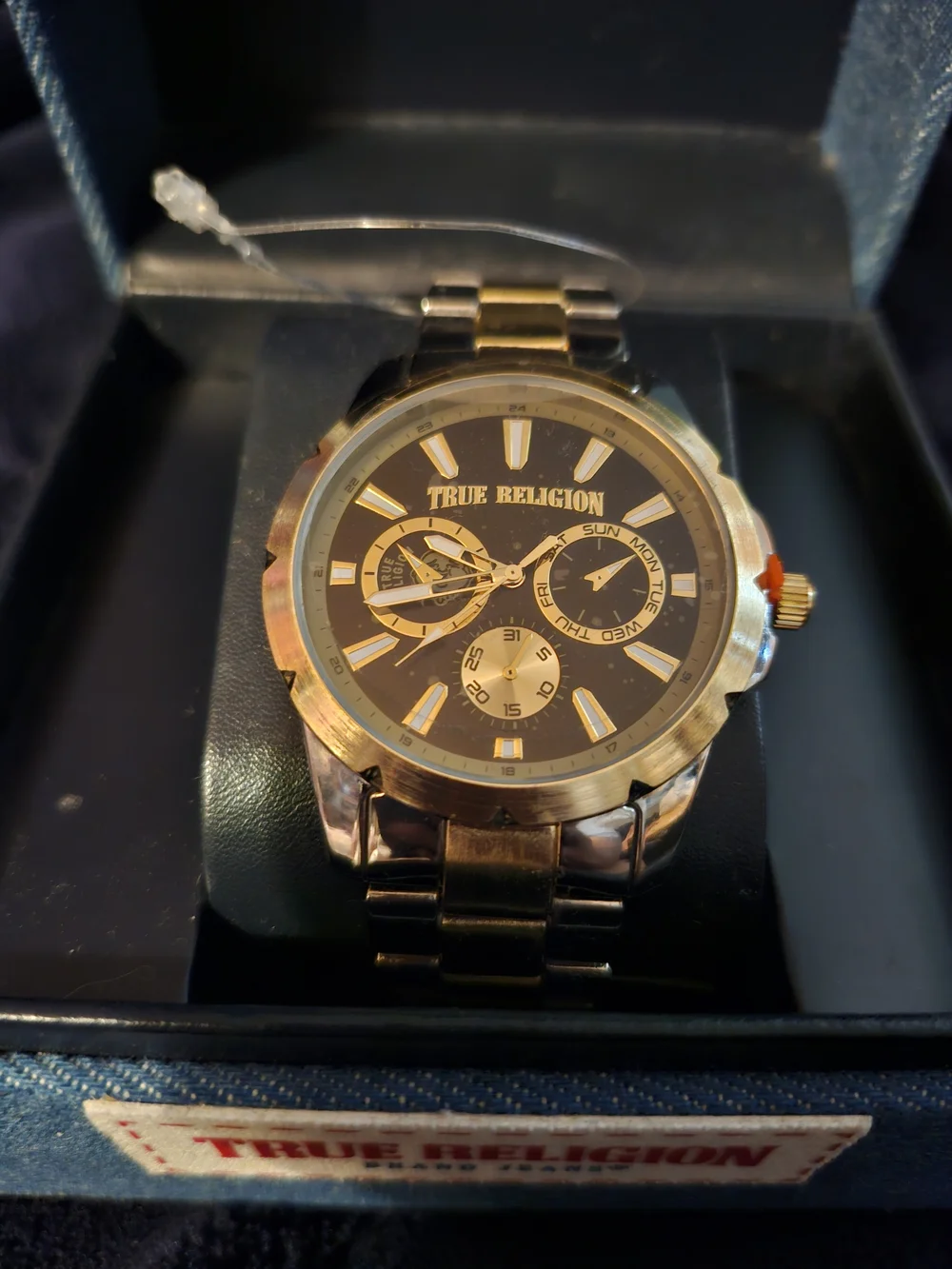 True Religion Men’s Gold and Black Chronograph Watch